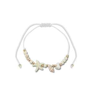 Bracelets tendance perles mixtes Blanc-dor&eacute;