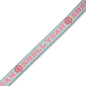 BY31&reg; Ruban texte "Shell yeah" Bleu clair-rose-rouge corail-bleu