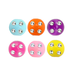 Perles acryliques effet strass Multicolore-argent&eacute;