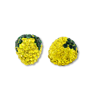 Perles acryliques avec strass citron Jaune-vert fonc&eacute;