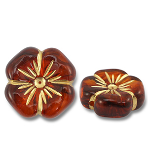 Perles acryliques fleur Marron cognac-dor&eacute;