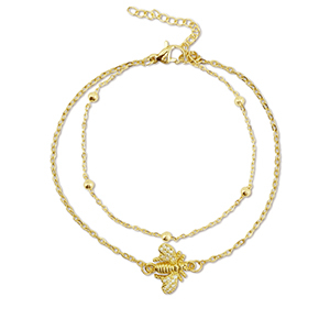 Bracelets en acier Inox abeille Dor&eacute;