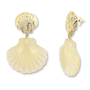Boucles d'oreilles accroche-regard coquille Champagne clair-dor&eacute;