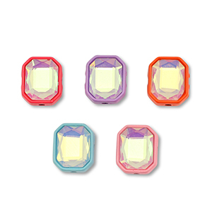 Perles en m&eacute;tal &eacute;maill&eacute;e rectangle Multicolore