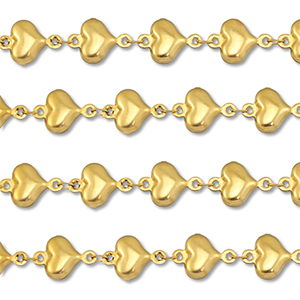 Appr&ecirc;ts en acier Inox cha&icirc;ne maille jaseron c&oelig;ur Dor&eacute;