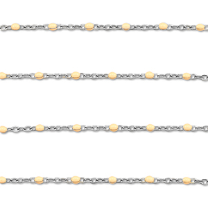 Appr&ecirc;ts en acier Inox cha&icirc;ne maille jaseron 1mm Argent&eacute;-p&ecirc;che nude