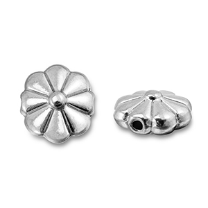 Perles en acier Inox fleur Argent&eacute;