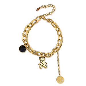 Bracelets en acier Inox ourson Dor&eacute;