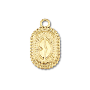 Breloques en acier Inox ovale avec kiss Dor&eacute;