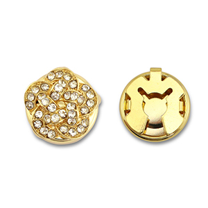 Cache-boutons en laiton Eco-brass&reg; zirconium fleur Dor&eacute;-cristal