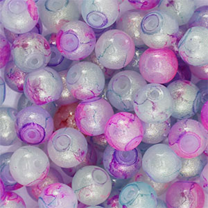 Perles en verre avec pailletes 8 mm Violet multicolore-dor&eacute;