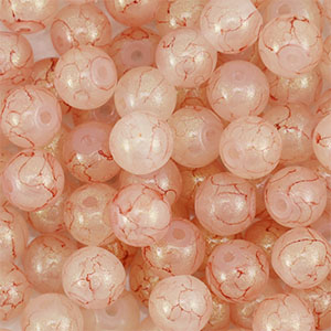 Perles en verre avec pailletes 8 mm Rose poudr&eacute;-dor&eacute;