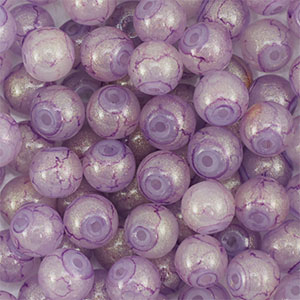 Perles en verre avec pailletes 6 mm Violet-dor&eacute;