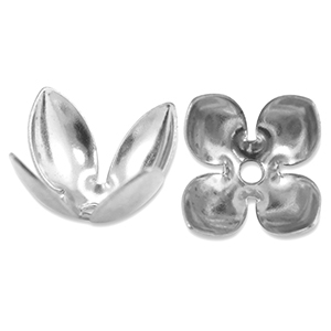 Appr&ecirc;ts en acier Inox coupelle pour perles fleur Argent&eacute;