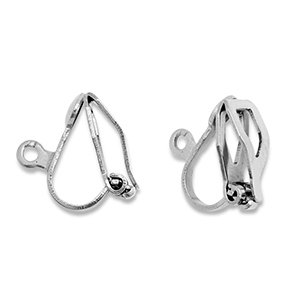 Appr&ecirc;ts en acier Inox boucles d'oreilles clip avec anneau Argent&eacute;