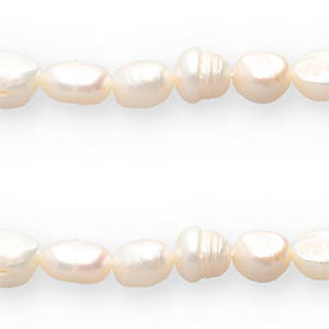 BQ Perles d'eau douce nugget ovale 10x9mm Blanc naturel
