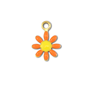 Breloques en acier Inox fleur Dor&eacute;-orange-jaune