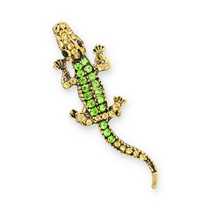 Broches crocodile Dor&eacute;-vert-noir