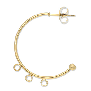 Appr&ecirc;ts en acier Inox boucles d'oreilles cr&eacute;oles avec 3 anneaux Dor&eacute;