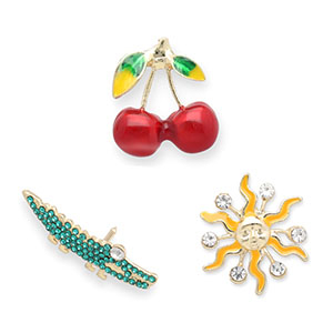 Pins cerises / crocodile / soleil Dor&eacute;-vert-rouge-jaune