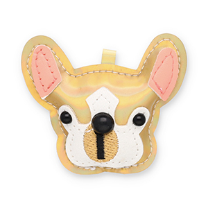 Pendentifs accroche-regard chien Dor&eacute; holographique-blanc-noir-rose saumon