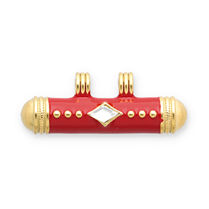 Message bead breloques en acier Inox Dor&eacute;-rouge-transparent