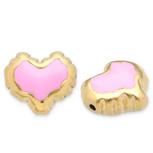 Perles en acier Inox c&oelig;ur Dor&eacute;-rose