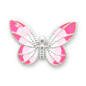 Perles en acier Inox papillon Argent&eacute;-rose-blanc