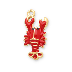 Breloques en acier Inox homard Dor&eacute;-rouge-noir
