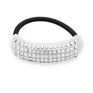 Accessoires pour cheveux &eacute;lastique &agrave; cheveux avec m&eacute;tal avec strass Argent&eacute;-noir-transparent
