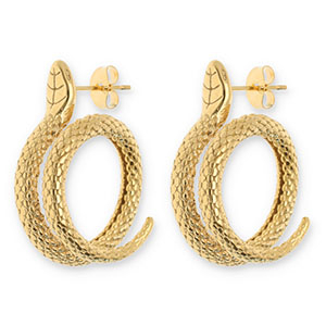 Boucles d'oreilles / puces en acier Inox serpent Dor&eacute;