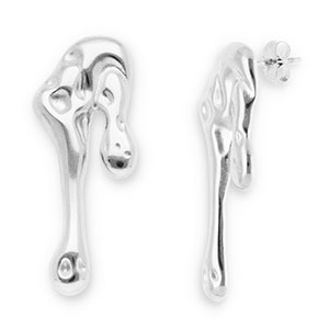 Boucles d'oreilles / puces en acier Inox gouttes Argent&eacute;