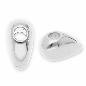 Perles en m&eacute;tal DQ demi-c&oelig;ur Argent&eacute; antique (sans nickel)