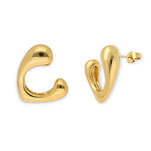 Boucles d'oreilles / puces en acier Inox c&oelig;ur Dor&eacute;