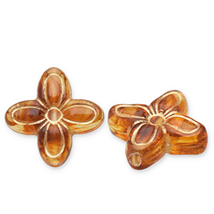 Perles acryliques fleur Marron cognac-dor&eacute;
