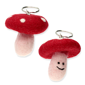 Porte-cl&eacute;s feutrine champignon Rouge-rose clair