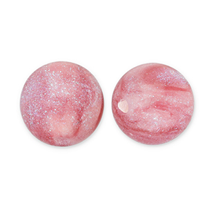 Perles acryliques avec pailletes 12 mm Rose-turquoise