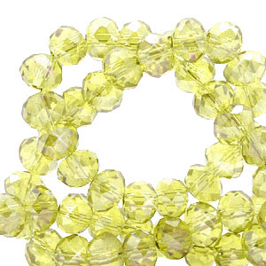 Perles &agrave; facettes 4x3mm disque Heishi Jaune soleil-pearl shine coating