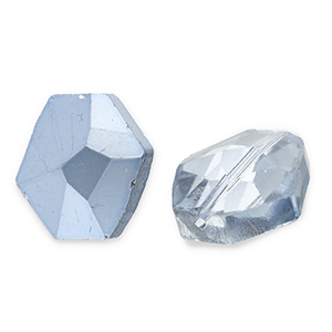Perles &agrave; facettes Fashion hexagone Bleu-pearl shine coating