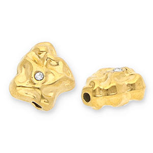 Perles en acier Inox irr&eacute;gulier avec strass Dor&eacute;-transparent