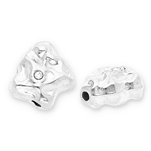 Perles en acier Inox irr&eacute;gulier avec strass Argent&eacute;-transparent