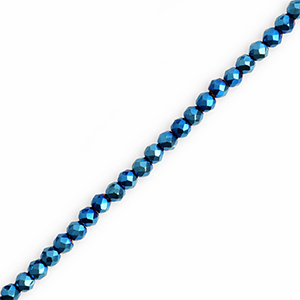 Perles &agrave; facettes rondes 3mm Bleu sarcelle m&eacute;tallique