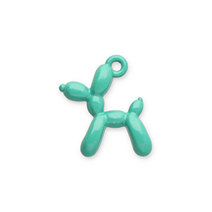 Breloques en m&eacute;tal chien ballon Turquoise-vert