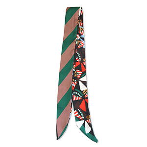 Bandana foulard fleurs / lignes obliques Noir-rouge-vert-marron
