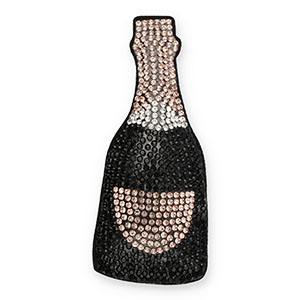 Pendentifs accroche-regard avec strass bouteille champagne Noir-dor&eacute; ros&eacute;-cristal