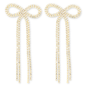 M&eacute;tal TQ laiton boucles d'oreilles / puces d&rsquo;oreilles avec strass n&oelig;ud Dor&eacute;-cristal