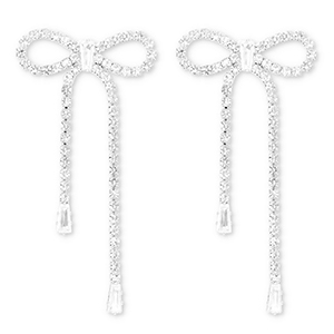Boucles d'oreilles / puces d&rsquo;oreilles en laiton Eco-brass&reg; avec strass n&oelig;ud Argent&eacute;-cristal