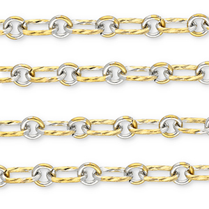 Appr&ecirc;ts en acier Inox cha&icirc;ne maille jaseron ovale-rond Dor&eacute;-argent&eacute;
