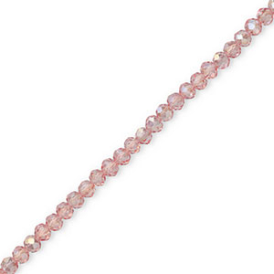 Perles &agrave; facettes 4x3 mm disque Heishi Rose clair-rev&ecirc;tement brillant nacr&eacute;