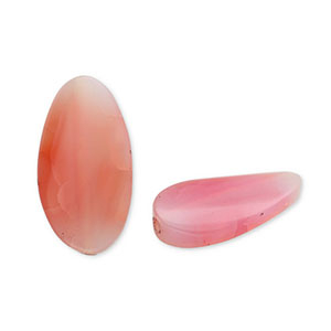Pierres naturelles perles Calc&eacute;doine & Quartz ovale Rouge corail-transparent